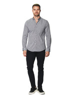 Camisas Para Hombre Manga Larga Micro Cuadros B45202 Negro