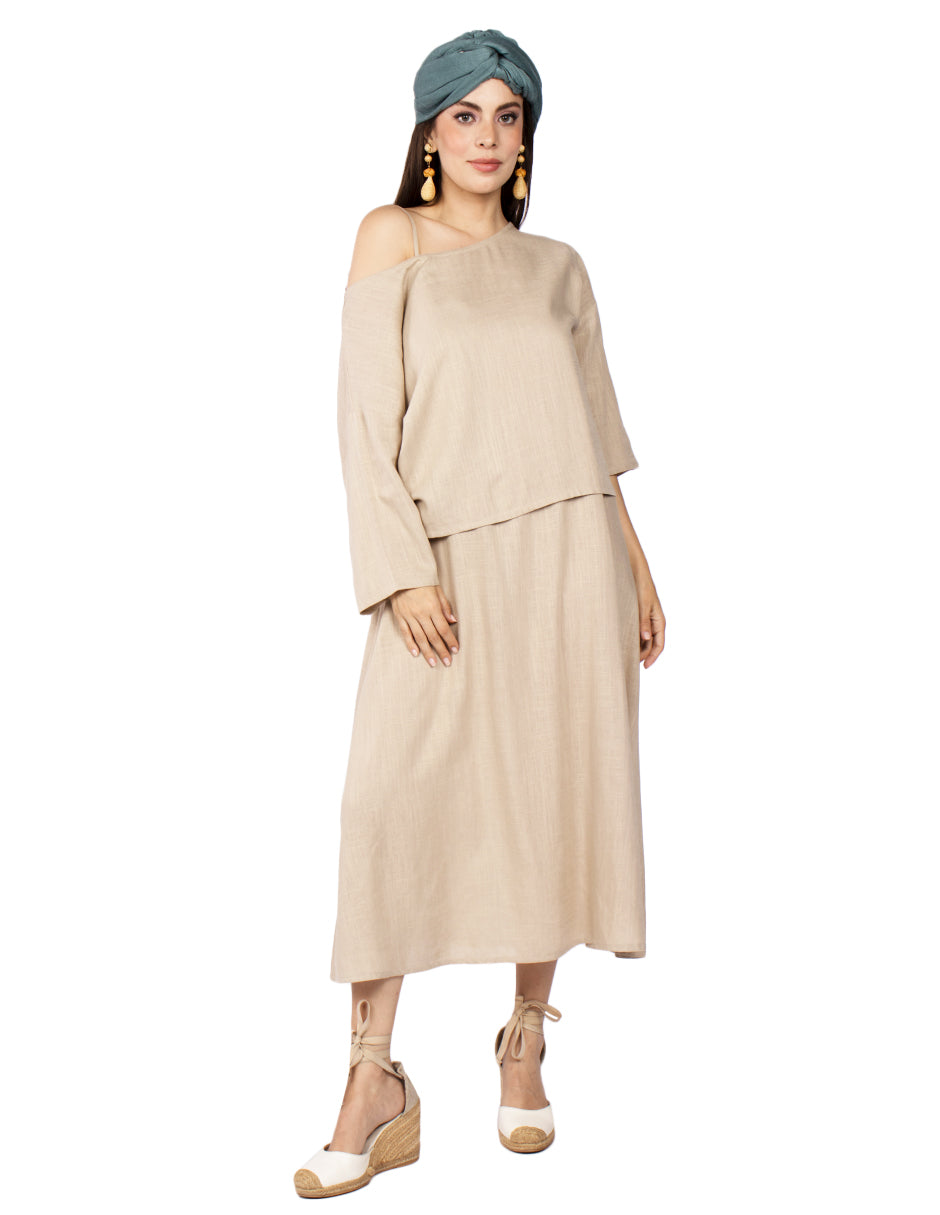 Blusas Para Mujer Oversize Tipo Lino N51141 Arena