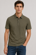 Playeras Polo Para Hombre Teach Microperforada De Manga Corta A65412 Olivo