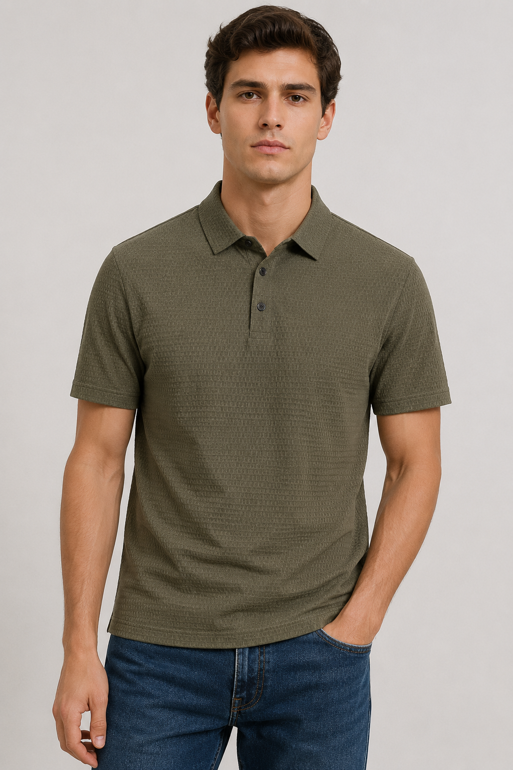 Playeras Polo Para Hombre Teach Microperforada De Manga Corta A65412 Olivo