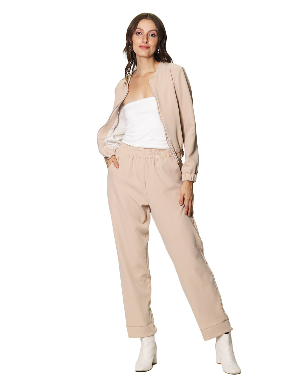 Pantalones Para Mujer Slim Comodo Con Resorte W43107 Beige