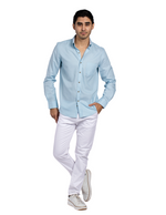 Camisas Para Hombre Manga Larga Essential B51101 Aqua