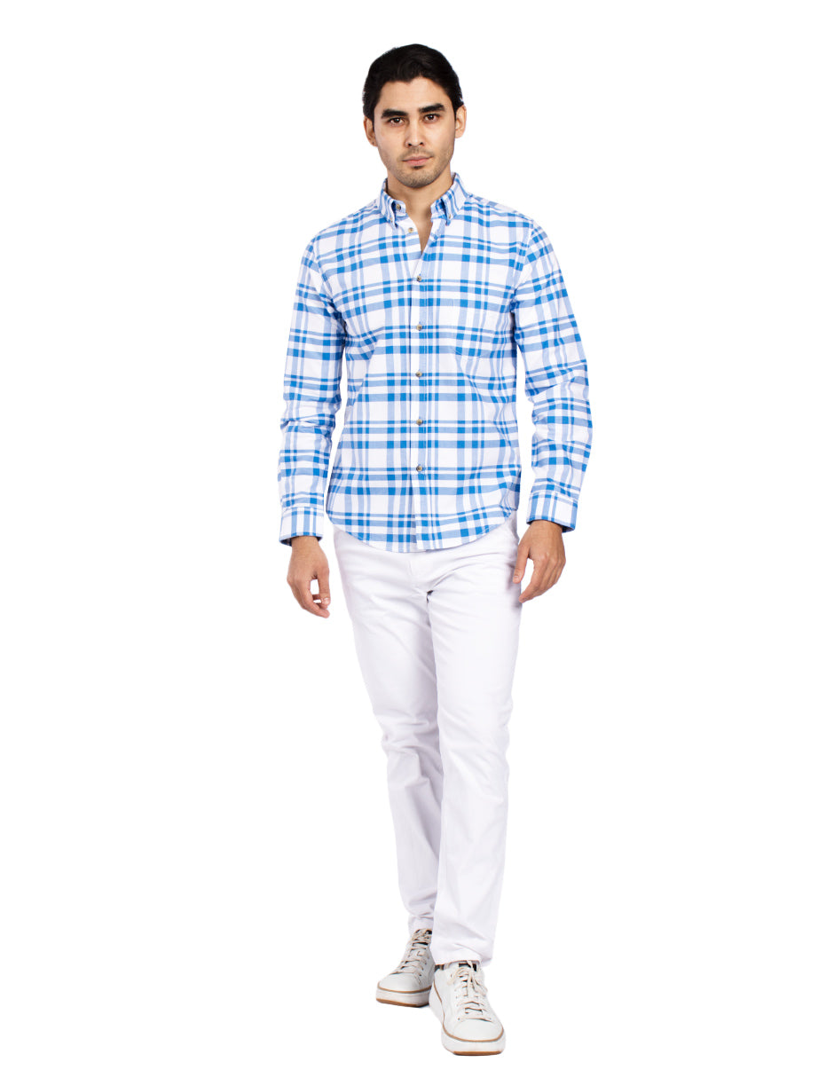 Camisas Para Hombre Regular Fit Oxford B51116 Azul