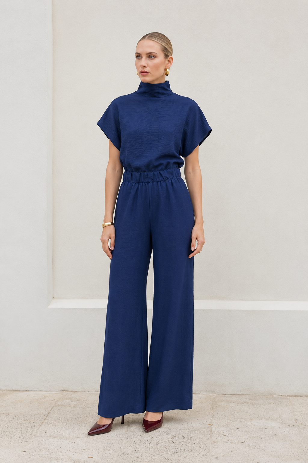 Pantalones Para Mujer Ancho Suelto Wide Leg W63119 Marino