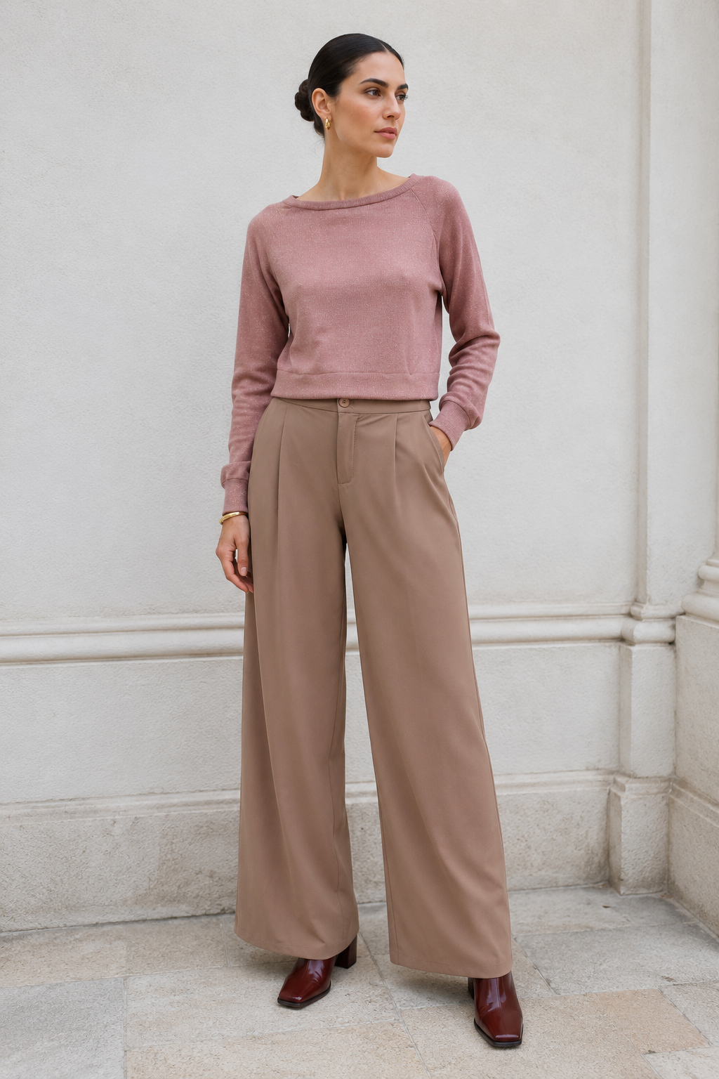 Pantalones Para Mujer De Vestir Super Strech W63101 Taupe