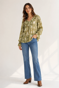 Blusas Para Mujer Manga Larga Chiffon Estampada N43110 Olivo