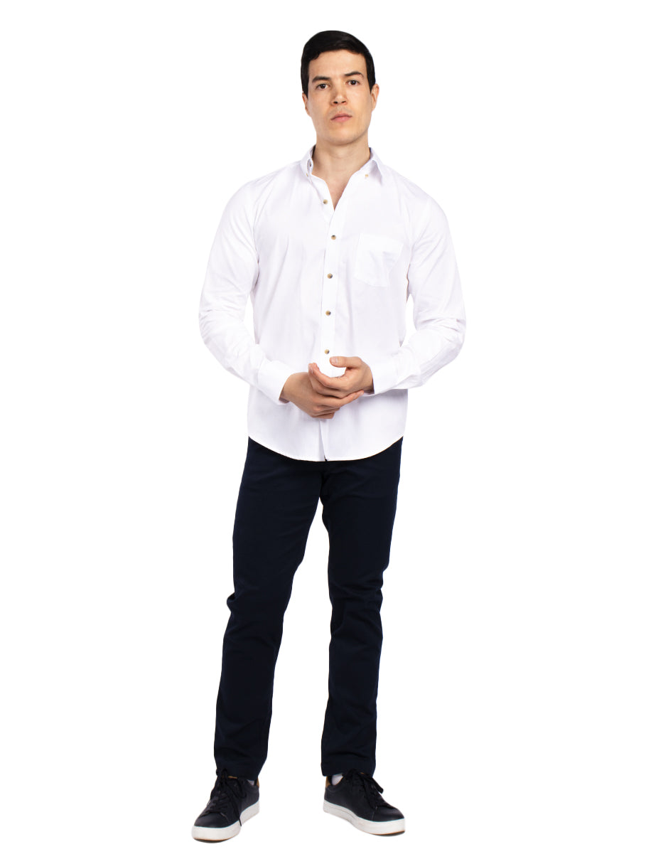 Camisas Para Hombre Regular Fit Dobby B51102 Blanco