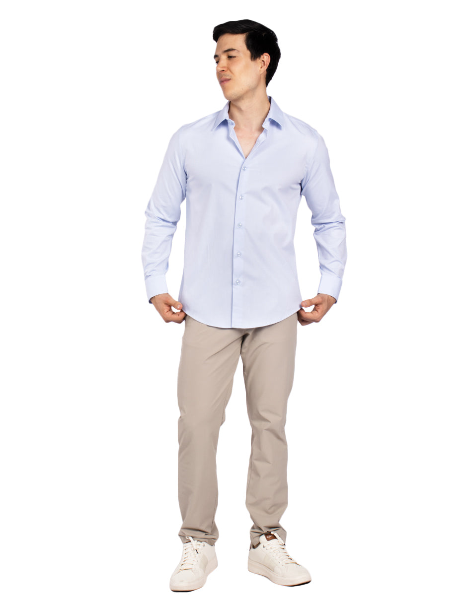 Camisas Para Hombre Regular Fit Stretch B51301 Cielo