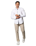 Camisas Para Hombre Bobois Moda Casuales De Manga Larga Lisa Basica Jackard Slim Fit  B35303 Blanco
