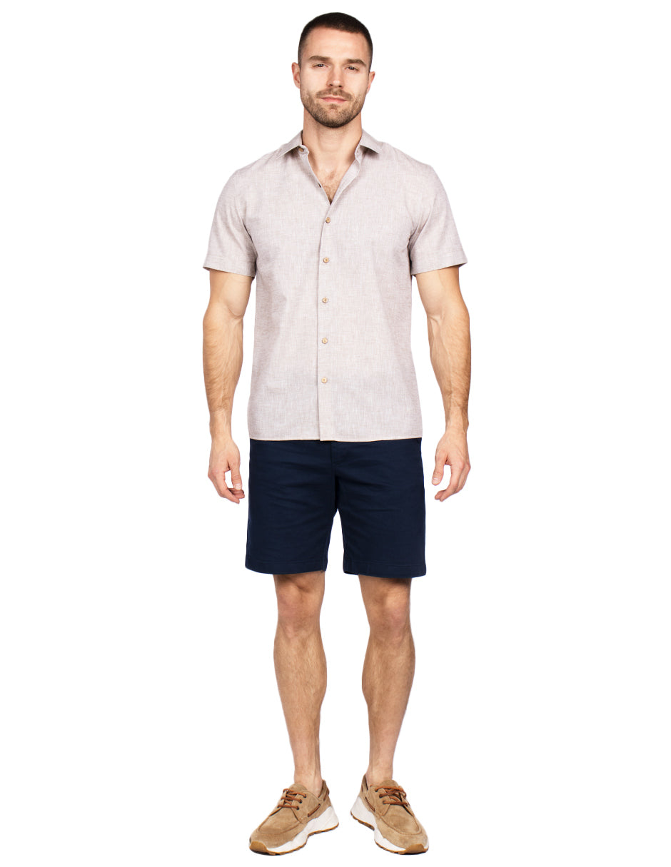Camisas Para Hombre Estilo Lino B51365 Kaki