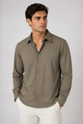 Camisas Para Hombre Formal Básica Lisa Libre de Arrugas B55406 Kaki