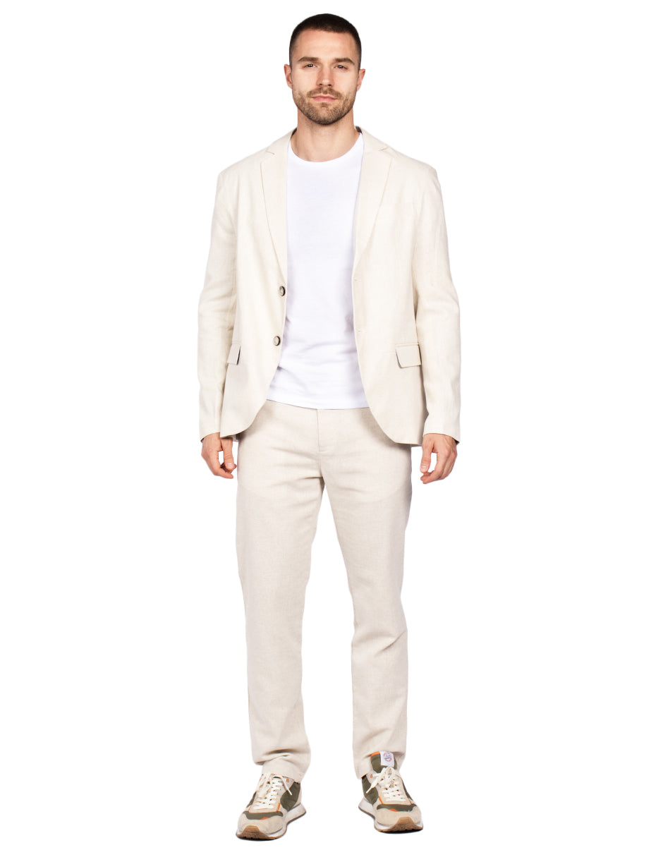 Blazers Para Hombre Casuales De Lino F51301 Natural
