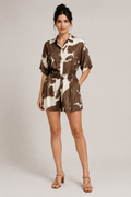Shorts Para Mujer Con Pretina Elastica Estampado Vacuno Y61102 Unico