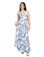 Vestidos Para Mujer Largo Fresco Con Olanes S51119 Azul