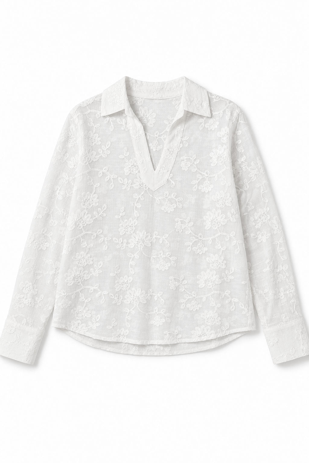 Blusas Para Mujer Bordada Media Aletilla N61136 Blanco