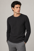 Playeras Para Hombre De Tejido Calado Acanalado Manga Larga A65314 Negro
