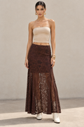 Faldas Para Mujer De Encaje Paisley Con Transparencia X63101 Café