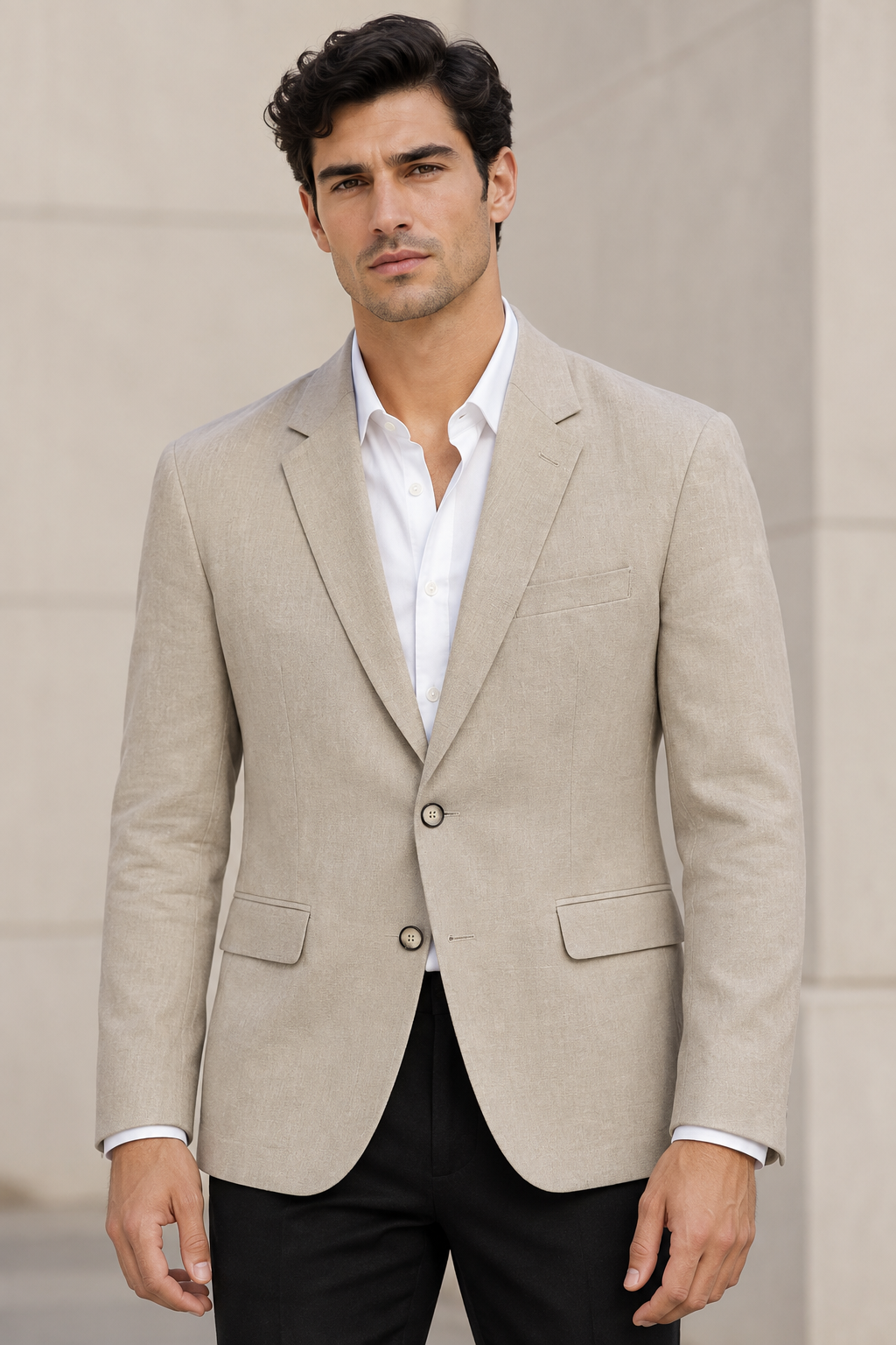Sacos Para Hombre Corte Clásico Tipo Lino F61301 Natural
