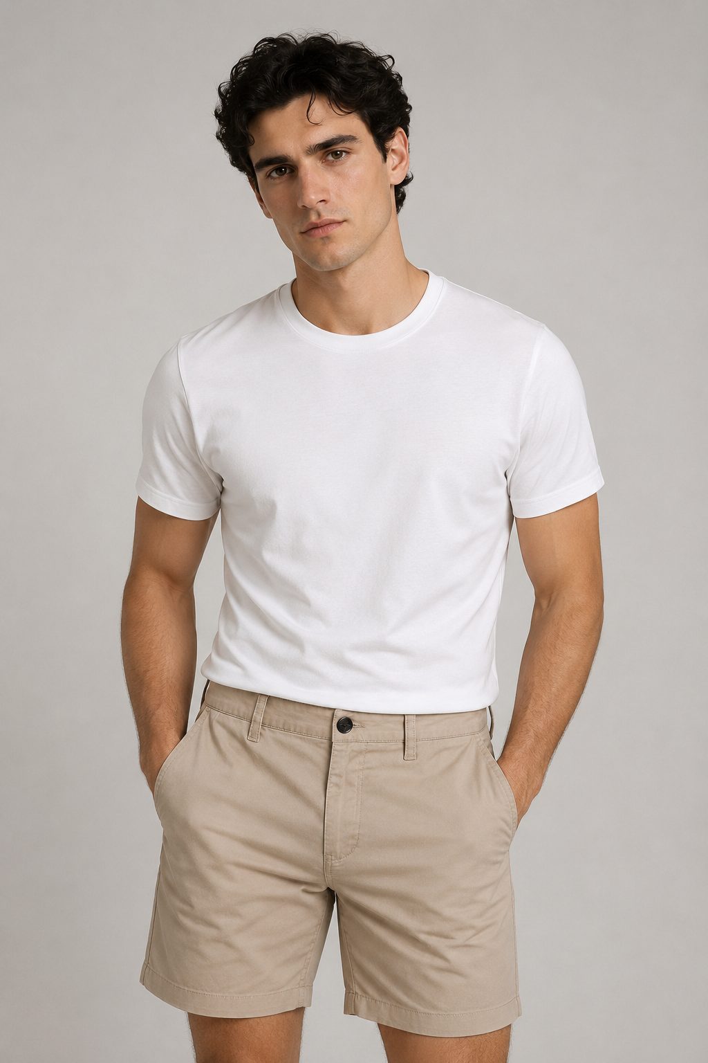 Bermudas Para Hombre De Gabardina Spandex Algodón GBRABSON Kaki