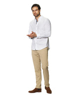 Camisas Para Hombre Manga Larga Micro Rayas B45308 Blanco