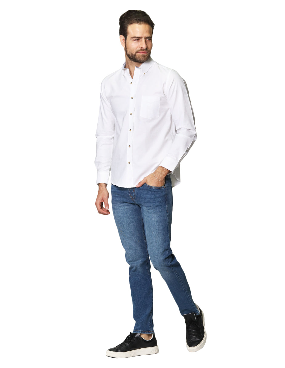 Camisas Para Hombre Regular Fit Oxford B51111 Blanco