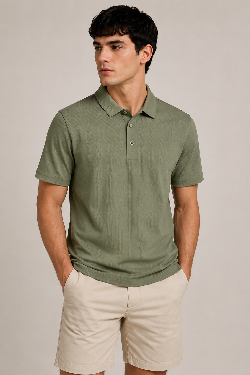 Playera Polo para Hombre Piqué Super Stretch Transpirable A61411 Verde