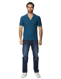 Playeras Polo Para Hombre Tejida Sin Botones A41457 Teal