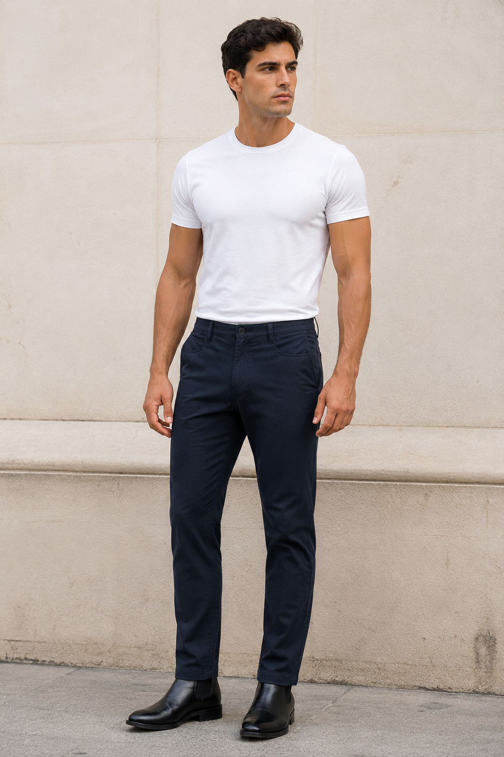 Pantalones Para Hombre Formal Casual Regular Fit GFIVE Marino