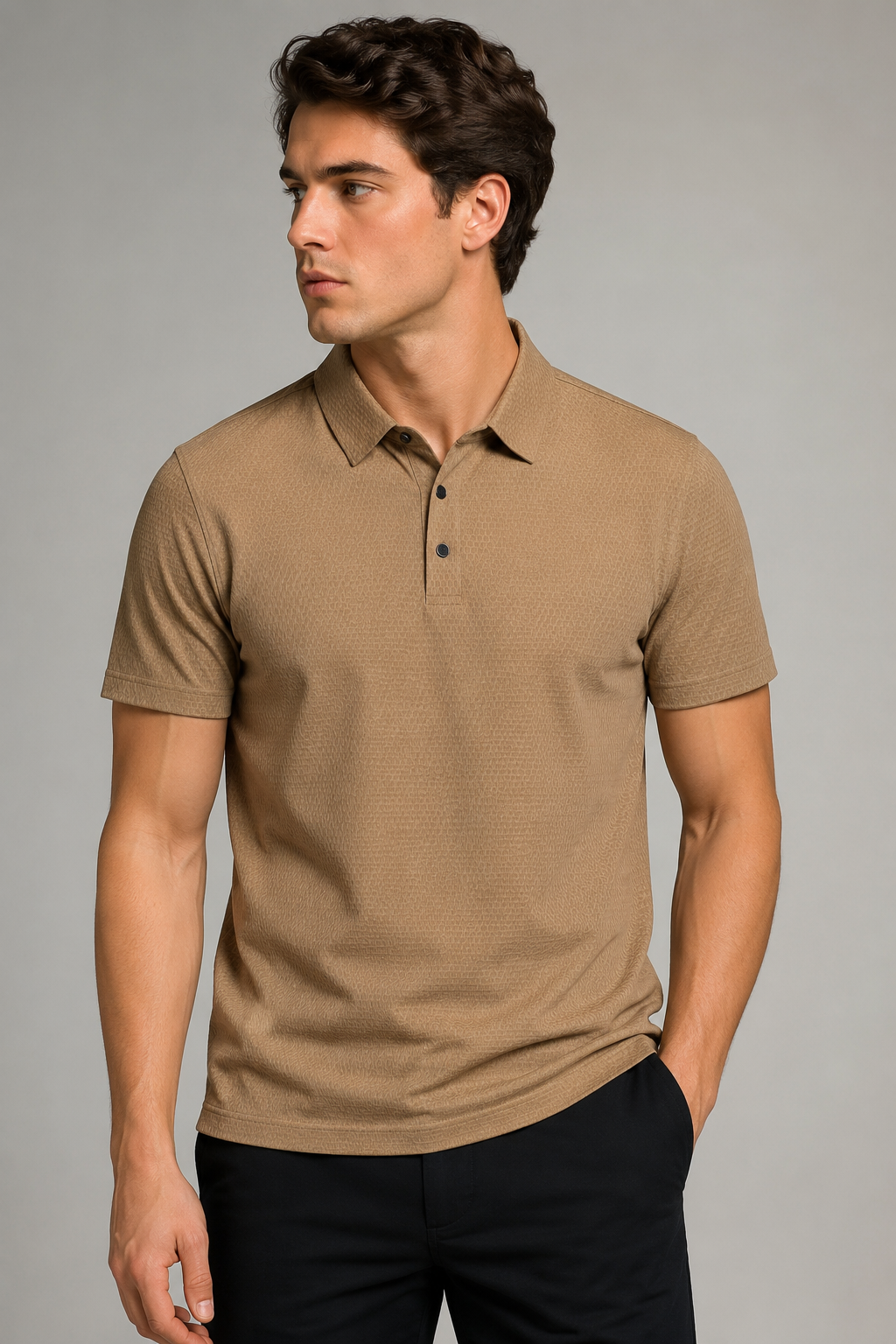 Playeras Polo Para Hombre Teach Microperforada De Manga Corta A65412 Camel