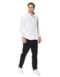 Camisas Para Hombre Manga Larga Jackard B45321 Blanco