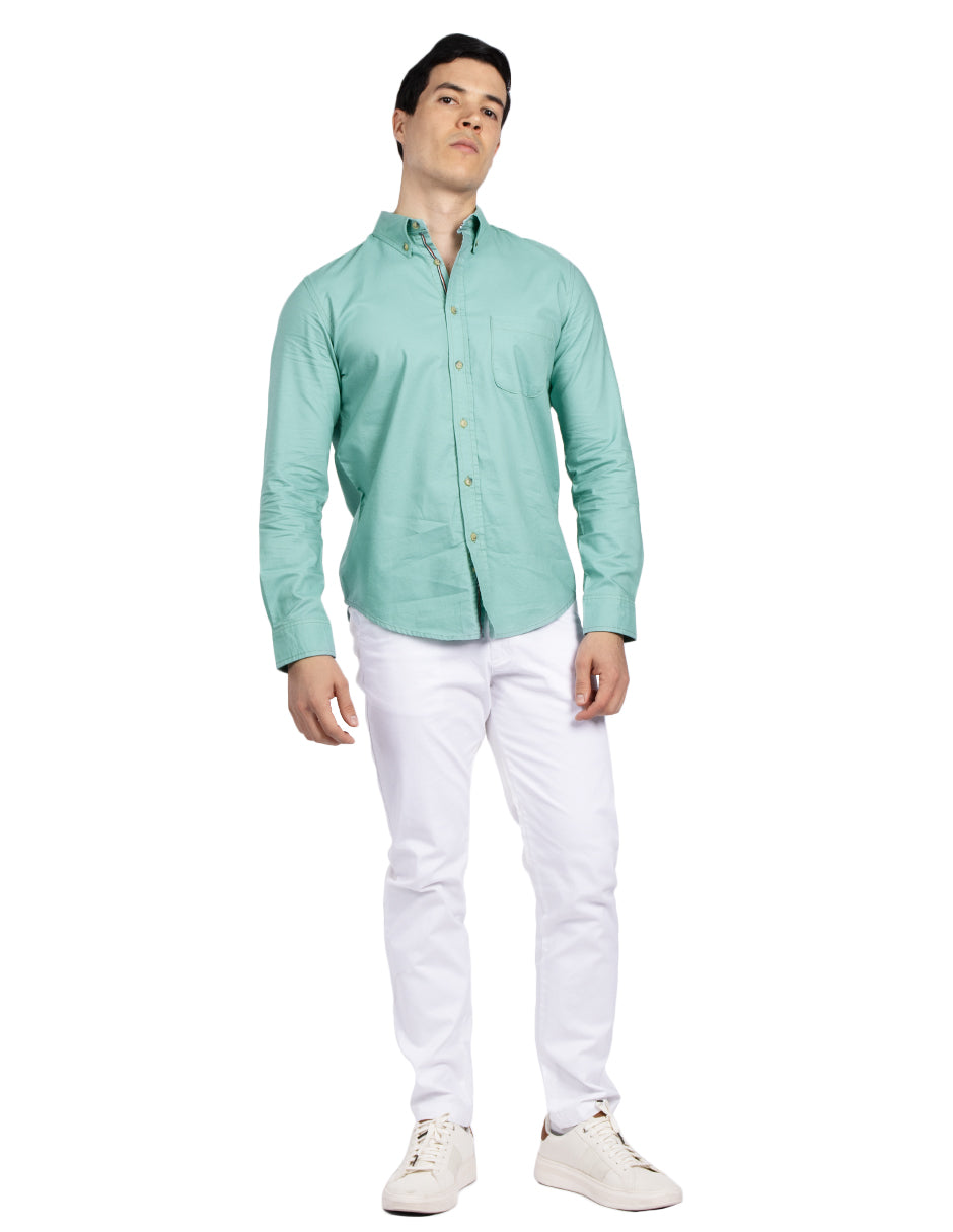 Camisas Para Hombre Regular Fit Oxford B51111 Verde