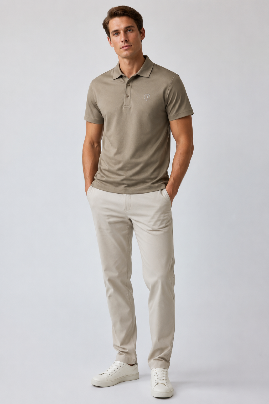 Playeras Polo Para Hombre Spandex Con Textura A55402 Camel