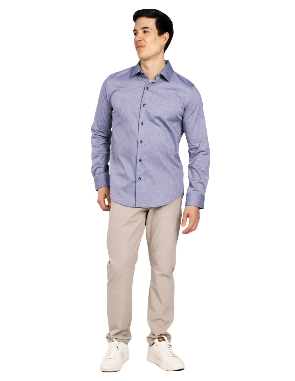 Camisas Para Hombre Regular Fit Stretch B51301 Indigo