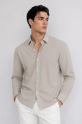 Camisas Para Hombre Super Stretch Con Textura Non Iron B55403 Beige