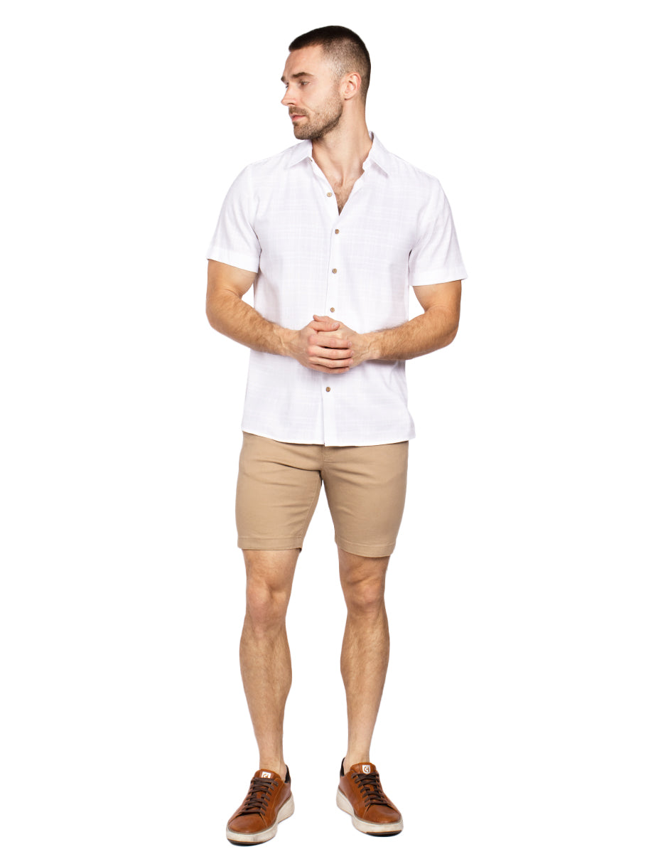 Camisas Para Hombre Dobbie Cuadros B51355 Blanco