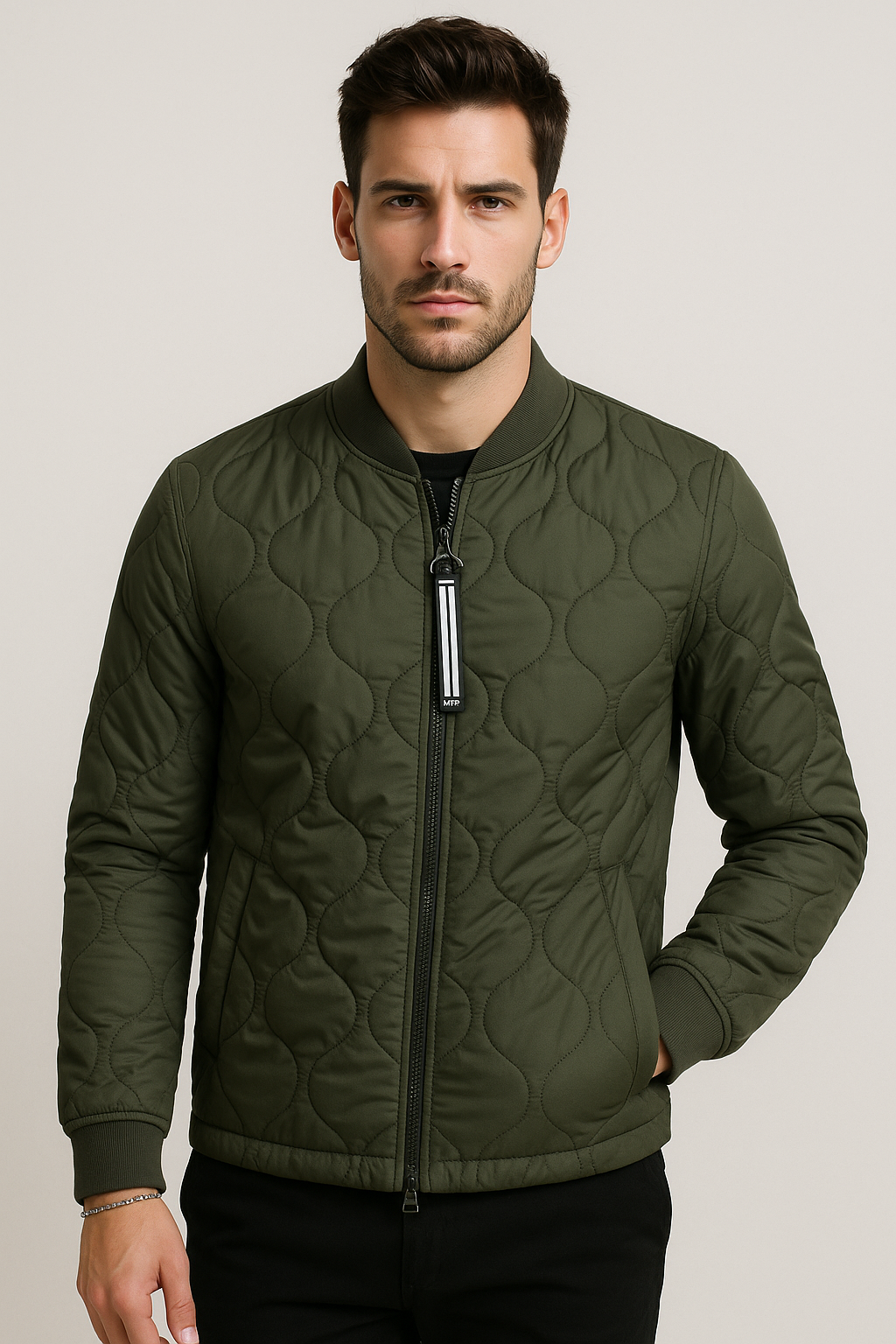 Chamarras Para Hombre De Invierno Estilo Acolchado D45303 Olivo
