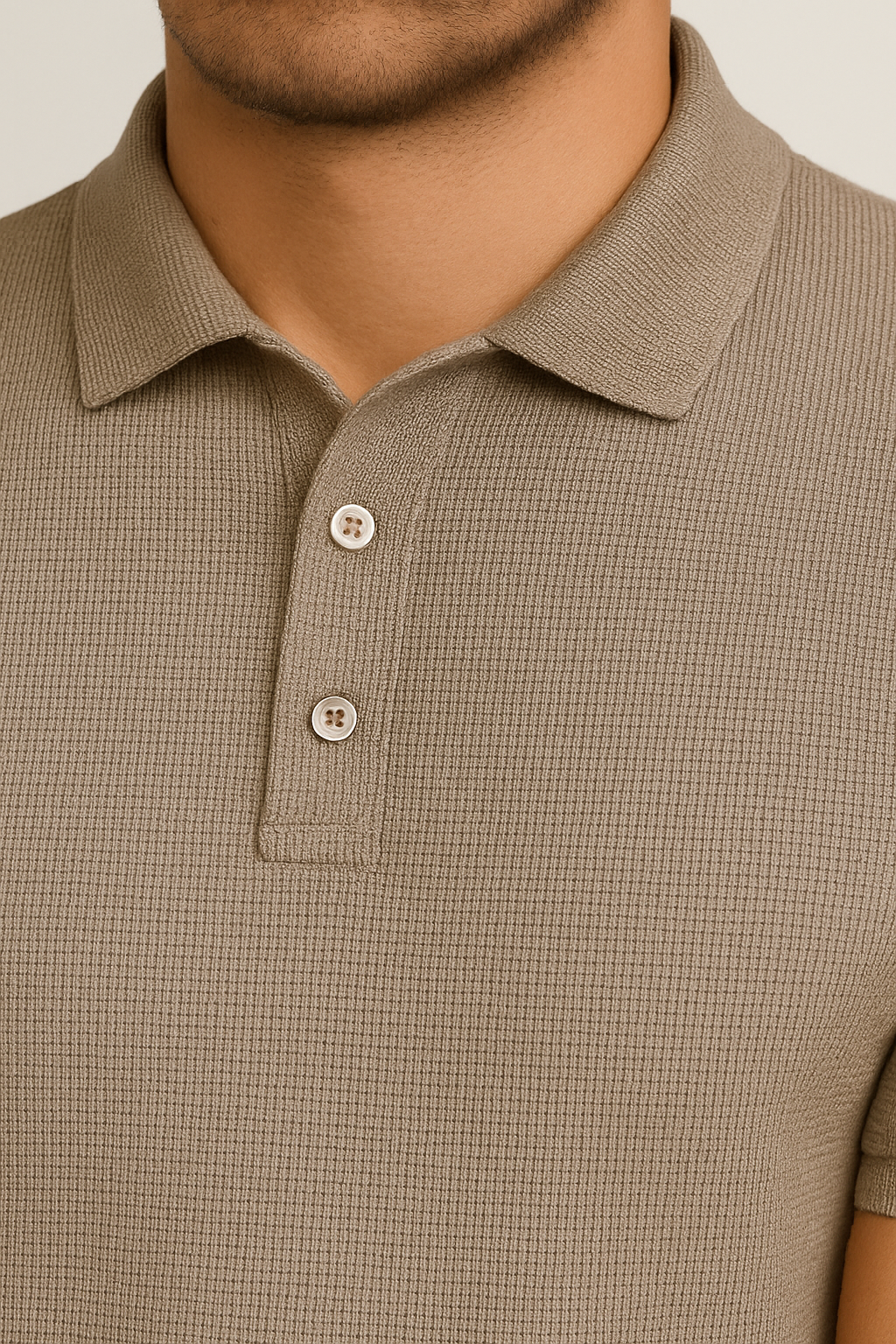 Playeras Polo Para Hombre Spandex Con Textura A55402 Camel