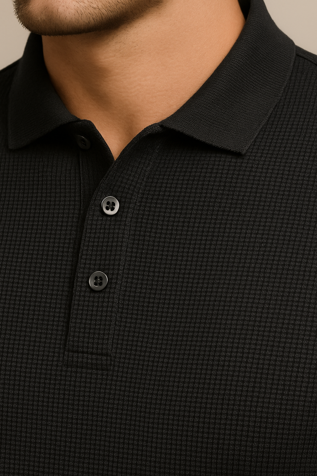 Playeras Polo Para Hombre Spandex Con Textura A55402 Negro