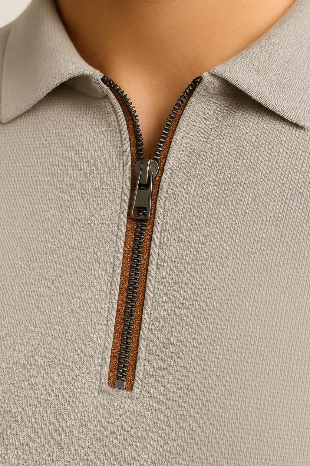 Playeras Polo Para Hombre Premium Con Cierre A55403 Gris