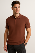 Playeras Polo Para Hombre Premium Con Textura A55404 Teja