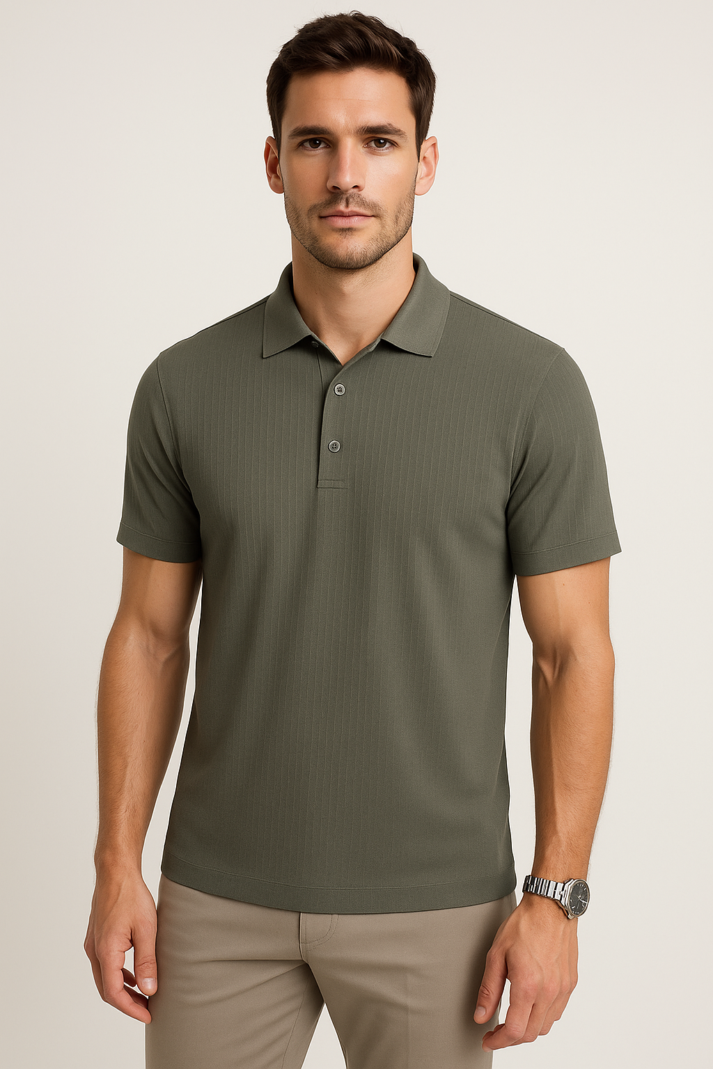 Playeras Polo Para Hombre Premium Con Textura A55404 Olivo