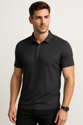 Playeras Polo Para Hombre Premium Con Textura A55404 Negro