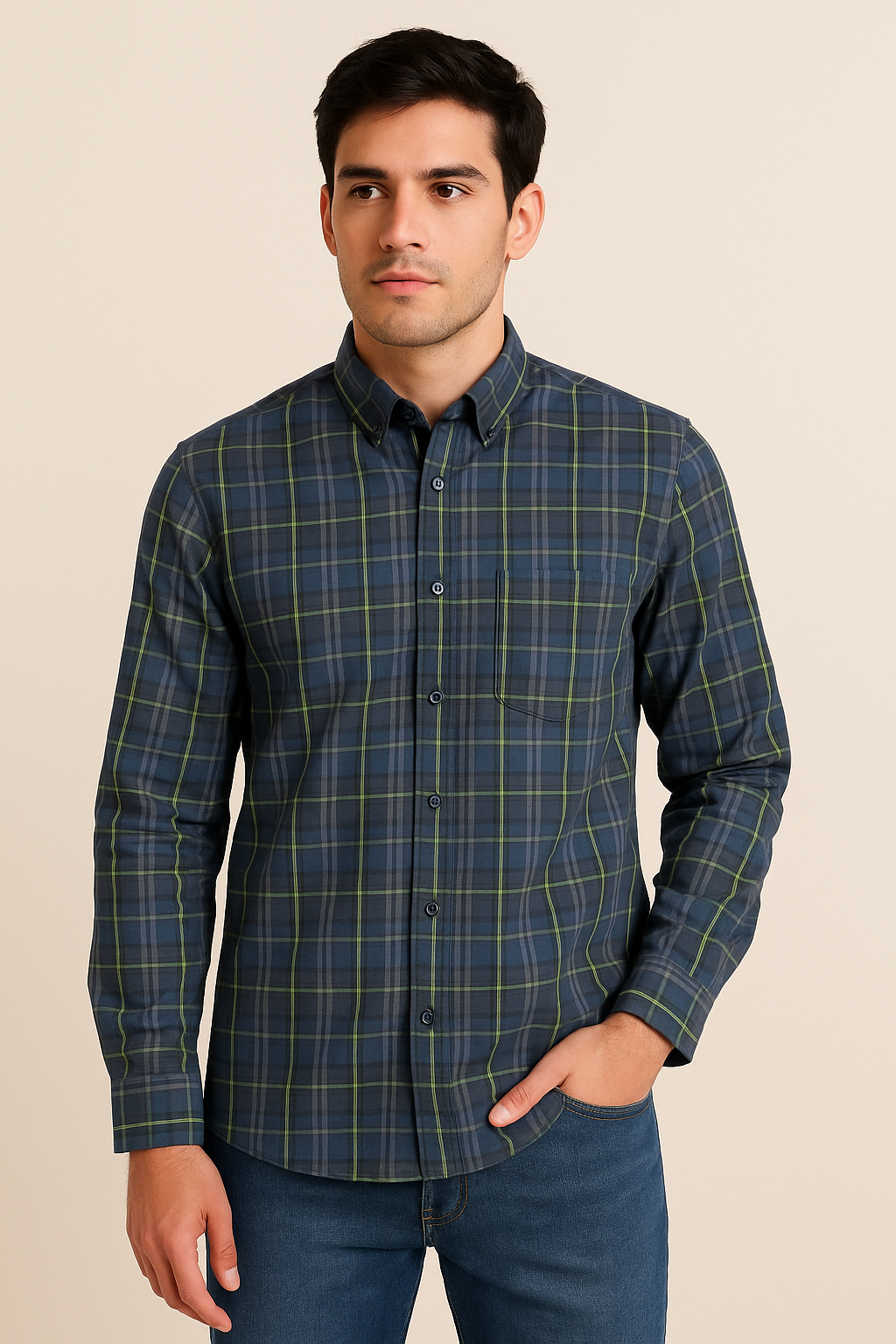 Camisas Para Hombre Cuadros Clásica Con Bolsillo B55207 Oxford