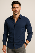 Camisas Para Hombre Super Stretch Sin Arrugas B55401 Marino