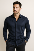 Camisas Para Hombre Piqué De Punto Super Stretch Non Iron B55405 Marino