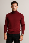 Suéteres Para Hombre De Punto Fino Cuello Tortuga E55303 Vino