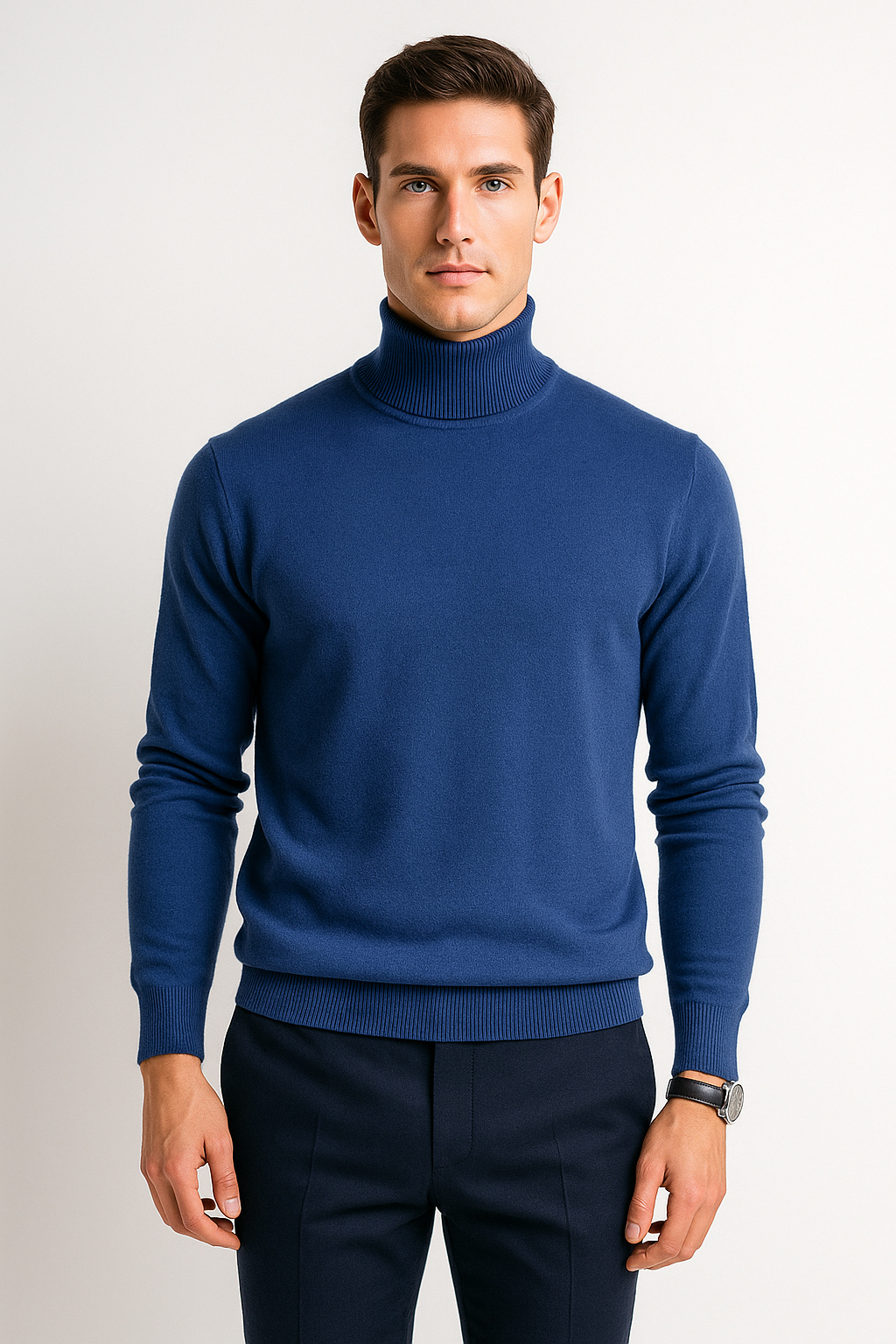 Suéteres Para Hombre De Punto Fino Cuello Tortuga E55303 Marino