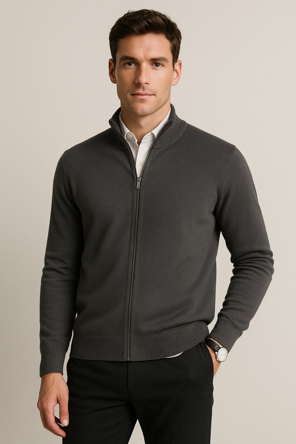 Suéteres Para Hombre De Punto Fino Básico Con Cierre E55304 Oxford