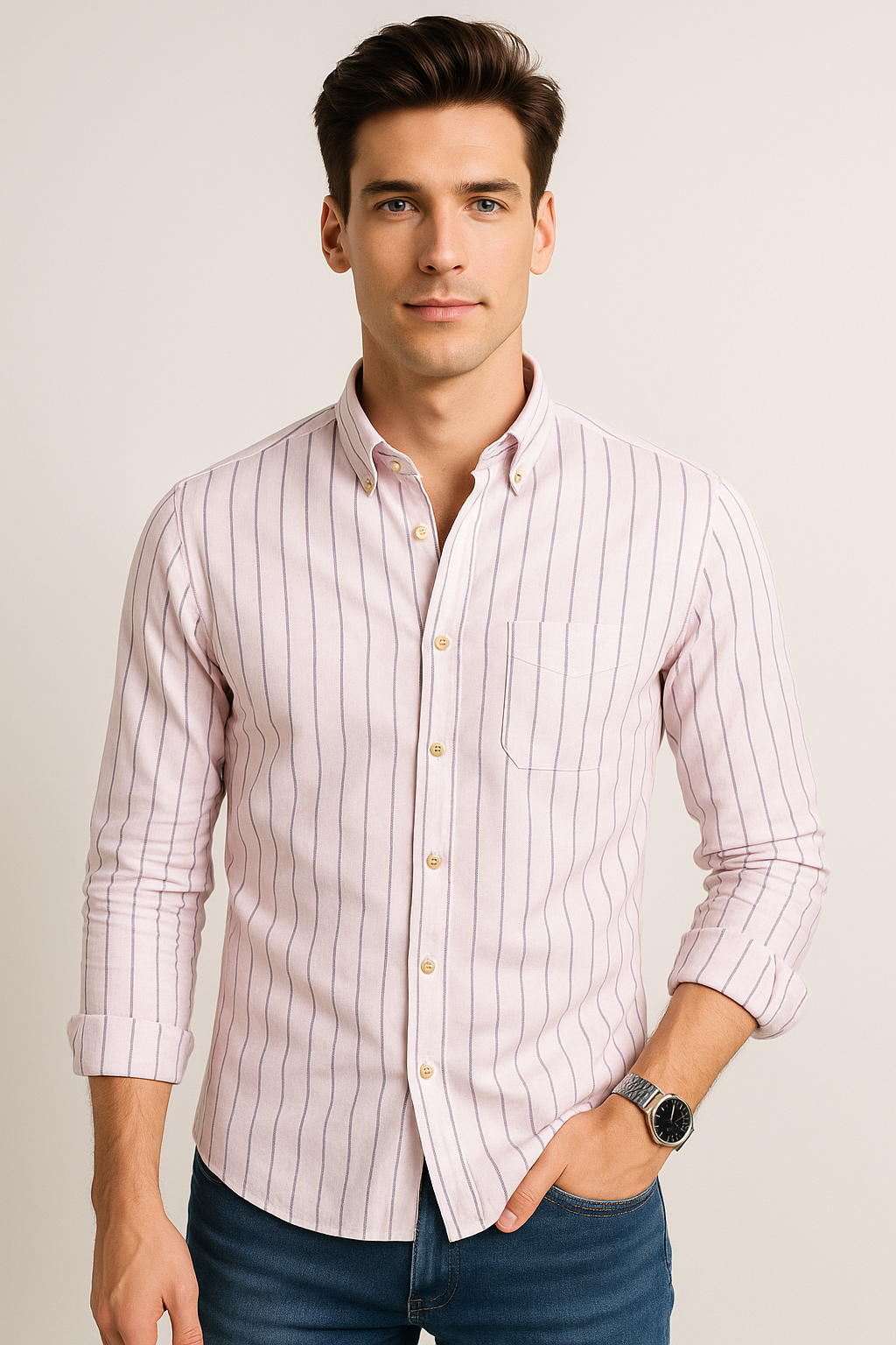 Camisas Para Hombre Regular Fit Oxford B51114 Rosa