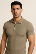 Playeras Polo Para Hombre Premium Con Textura A55405 Kaki